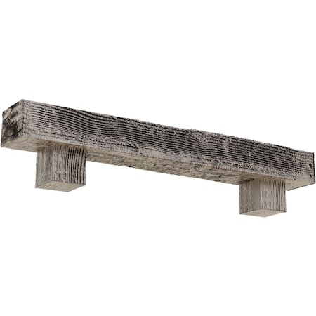 Kit W/ Alamo Corbels, Burnished Pine, 6H  X 6D X 48W Rough Sawn Faux Wood Fireplace ManteL